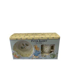 Peter Rabbit Tea Time Ceramic Cup & Saucer Set of Two in Box Made In England